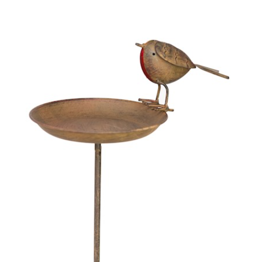 Heavy Duty Core-Ten Rusty Metal Robin Bird Feed Table Garden Ornament 115cm Long