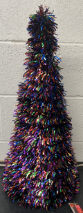 Christmas Festive 62cm Tall X-Bling Multicoloured Tinsel Cone Shaped Tree