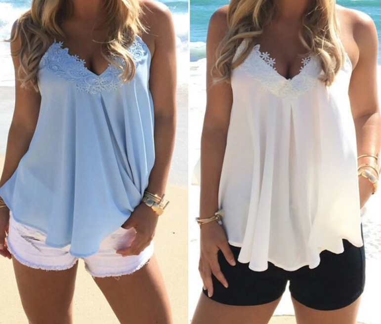Choice Cream or Blue Summer Beach Loose Bikini Cover Up Top 10-12 Crochet Neck