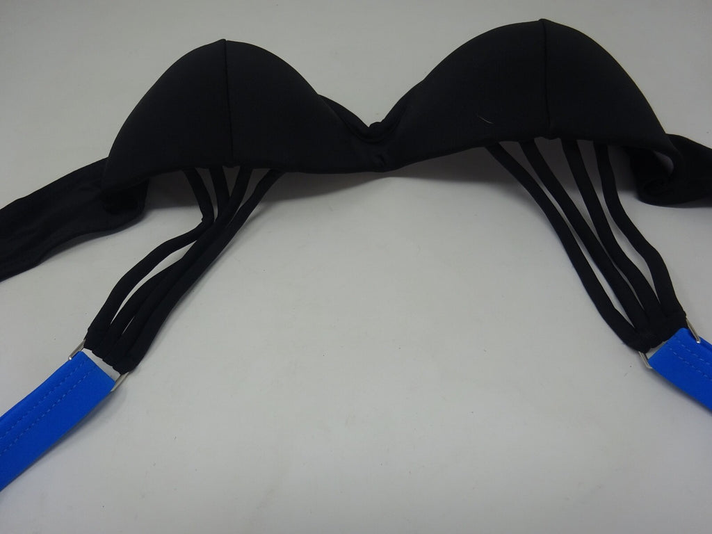 Stylish Padded Push Up Black & Blue Stylish Strappy Bikini Swimsuit Size 8-10