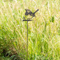 2 x Core-Ten Rusty Metal Robin Bird on a  Stake Garden Ornament 80cm Tall x 12cm
