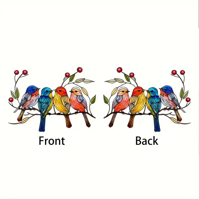Acrylic Hanging Garden Suncatcher Birds on a Branch 15cm wide on a Hessian Rope