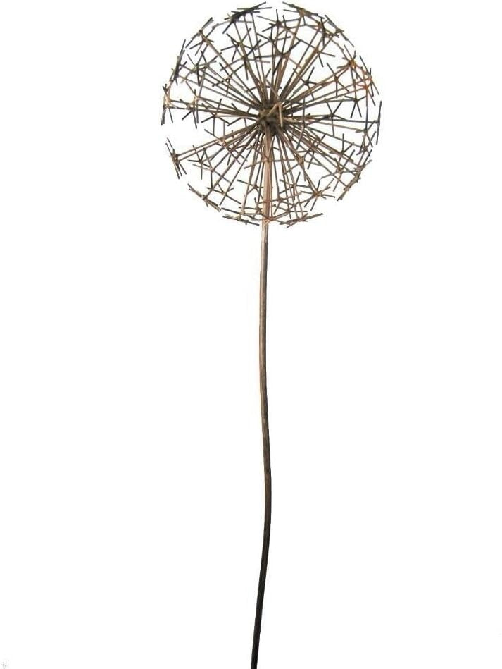 Core-Ten Rusty Metal Dandelion Flower Head on Long Stake Garden Ornament 122cm