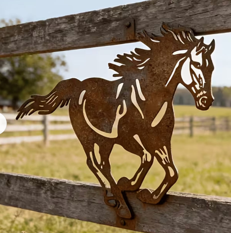 Core-Ten Rusty Metal Horse Pony Garden Ornament Wall Plaque Approx 30cm x 25cm