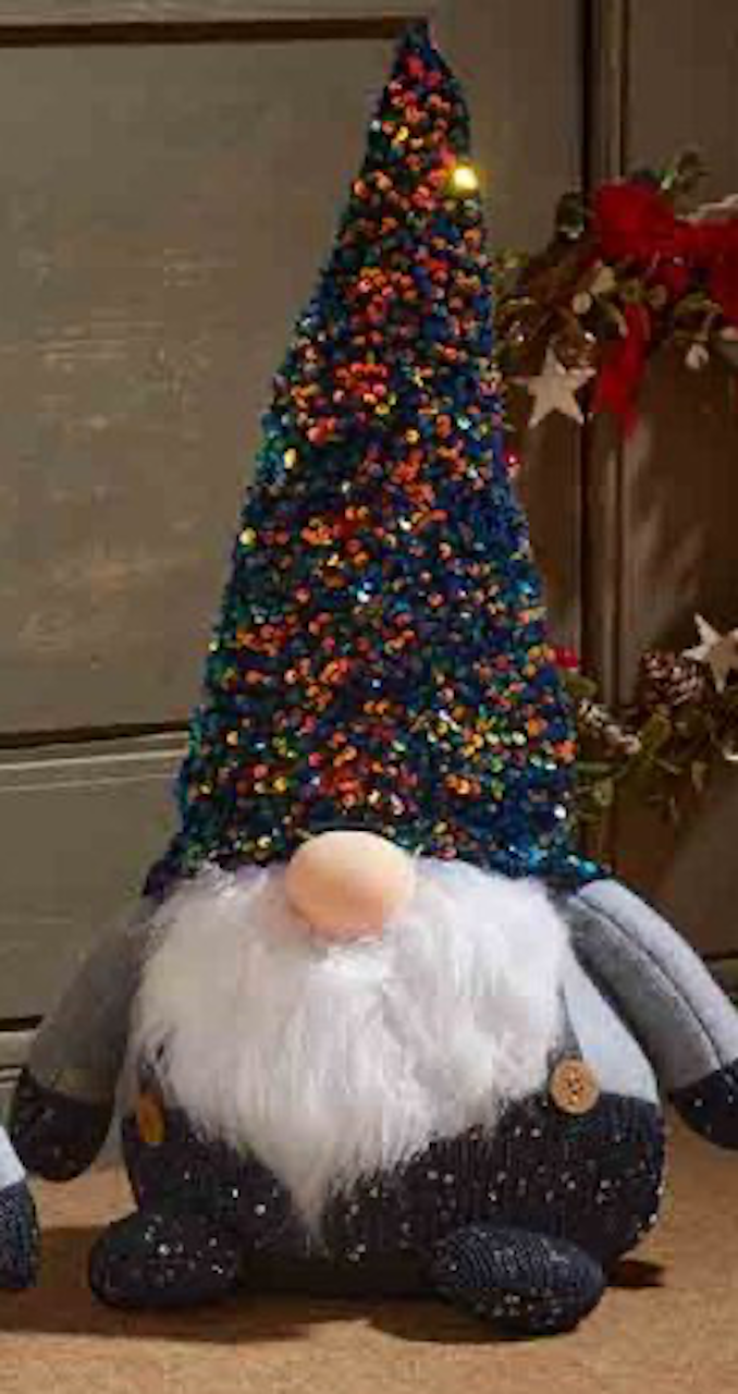 Christmas Freestanding GlamJonk Gonk Nordic Gnome with Sparkling Hat 30cm Tall