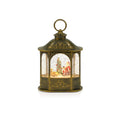 Santa Reindeer & Tree Scene Water Spinner Lantern 21 cm Antique Gold Decoration