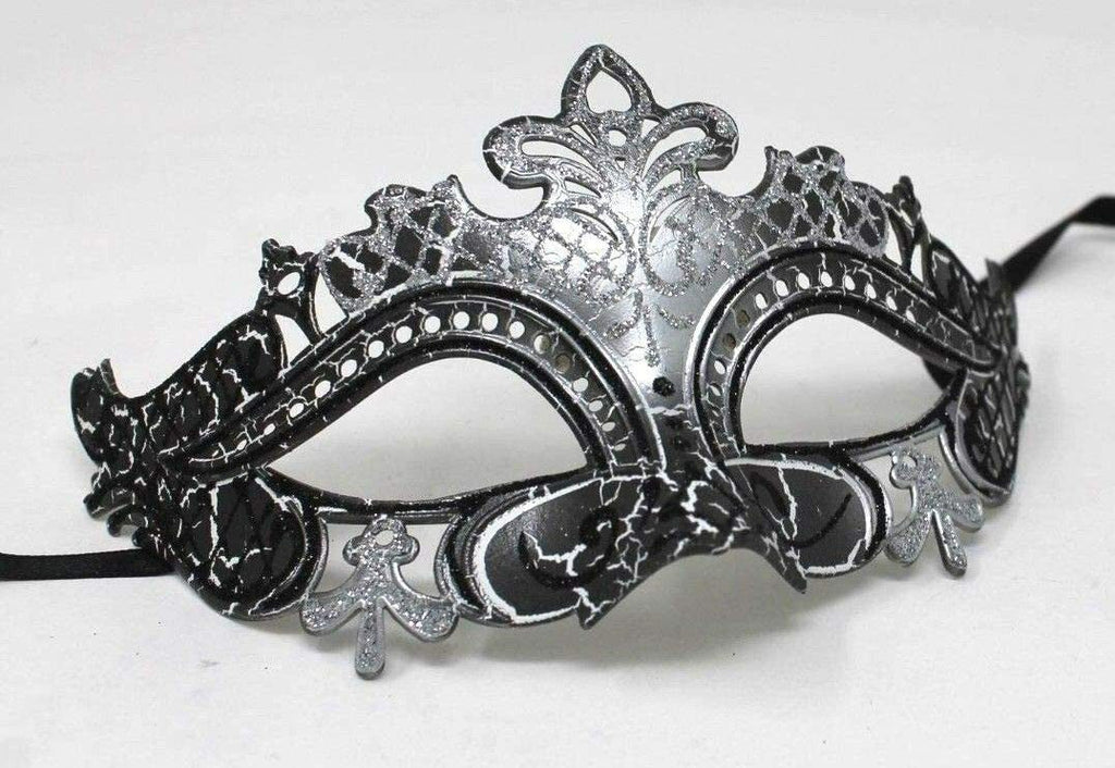 LADIES SILVER & BLACK RIALTO VENETIAN CARNIVAL MASQUERADE PARTY EYE BALL MASK