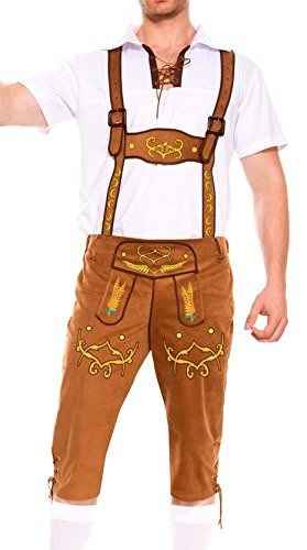 Mens Octoberfest Oktoberfest Beer Festival Lederhosen Costume L/XL 6' Tall