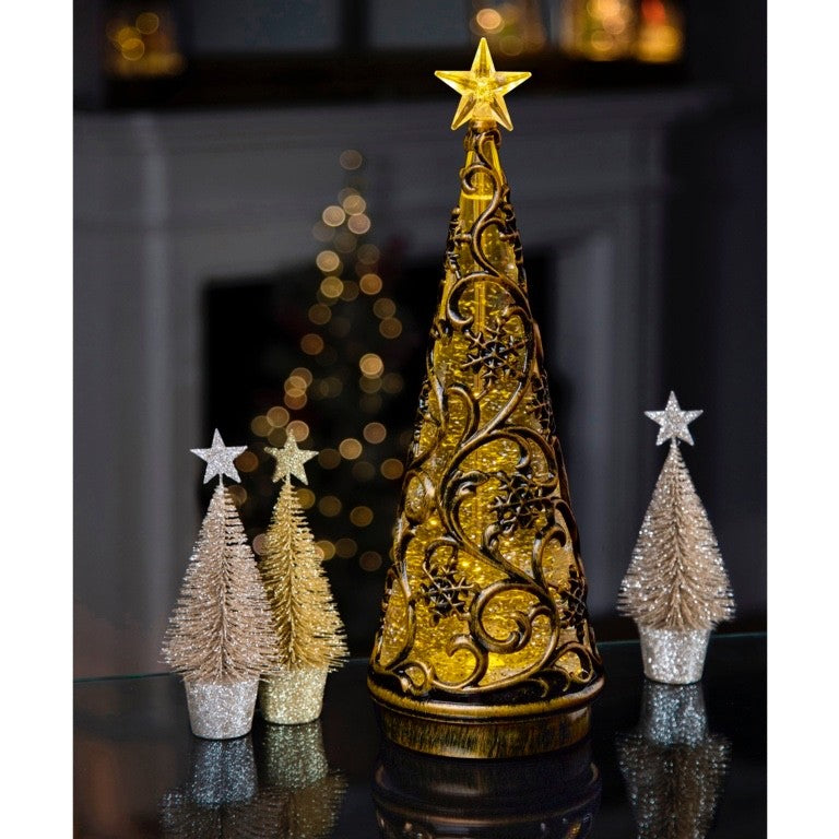 Christmas LED Lights Bronze Water Spinner White & Colour Changing Cone 30cm Tall