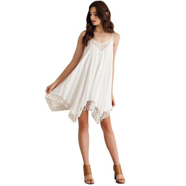 Ladies Ivory/Cream Chiffon & Lace Beach Dress Bikini Cover Up Sarong Size 10-14