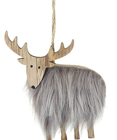 Choice of 2 Cute Christmas Tree Fluffy Reindeer Decoration with Wooden Antlers
