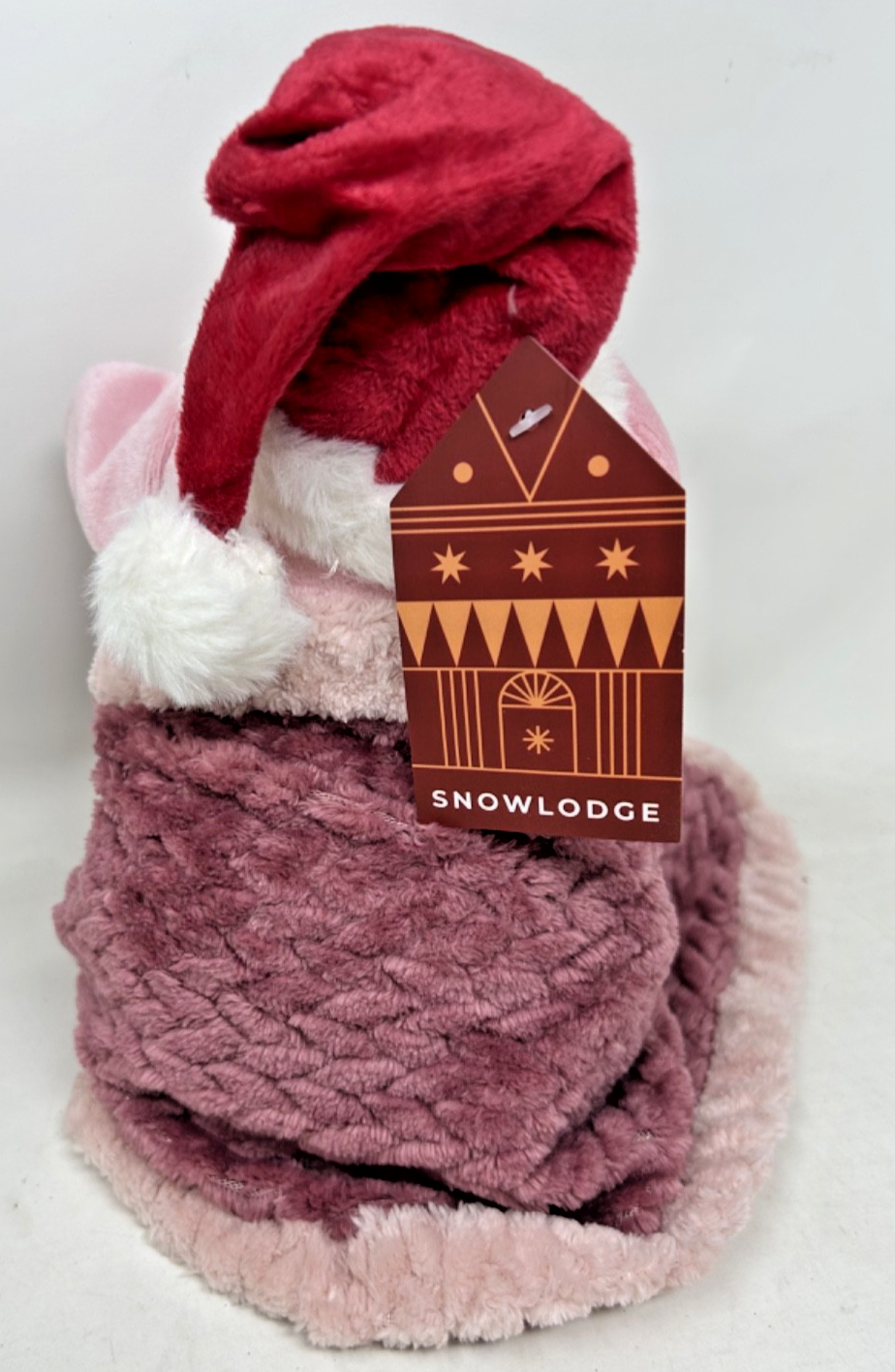 Christmas Festive Pig in Blanket Supersoft Cuddly Weighted Base & Santa Hat 30cm