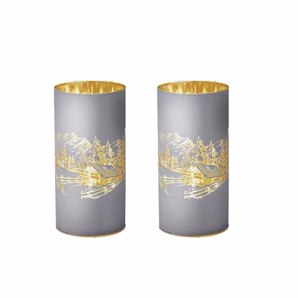 Twin Pack Festive Woodland Christmas Scene LED Light Up Lamps Lights 15cm Tall