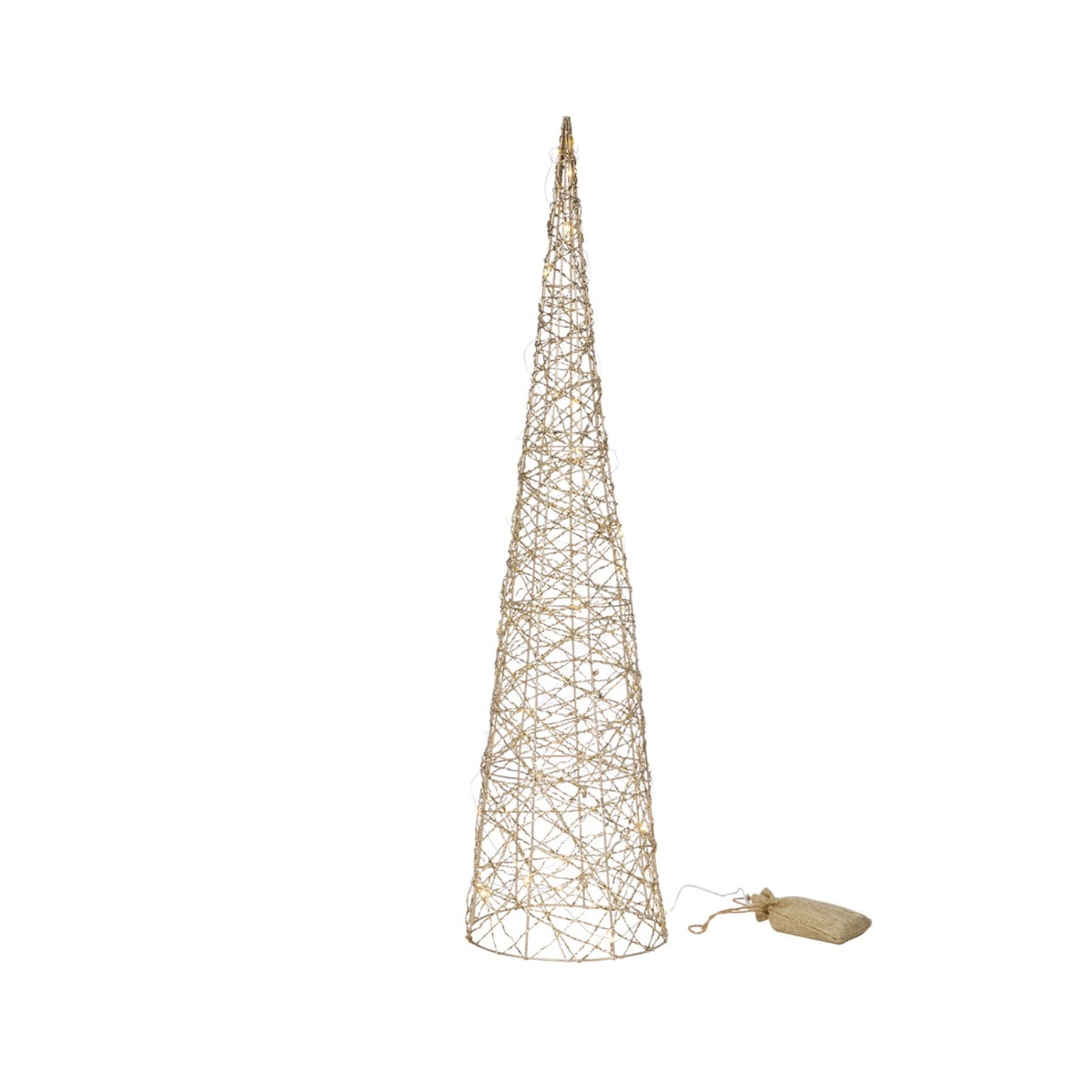 Festive Set of 3 Gold Weave Light Up Treebelisks Christmas Cone Trees on Timer