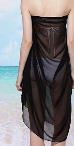 Summer Beach Chiffon Sarong Beach Wrap Bikini Cover Up Scarf Black 150 x 100cm