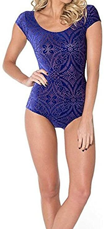 Ladies Stylish Elasticated Velour Stylish Blue Monokini Swimsuit Size 10-12