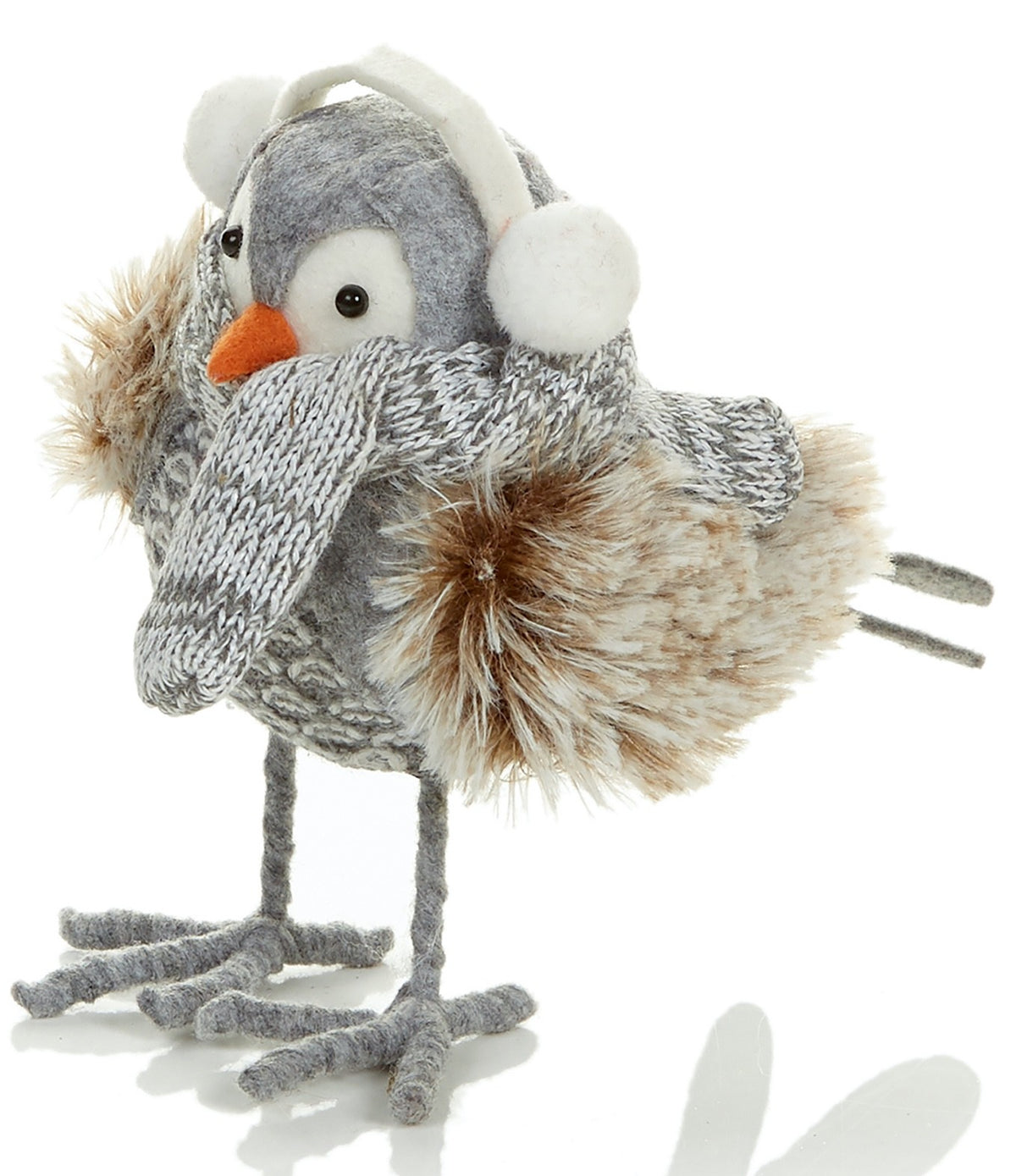 Choice of 2 Designs Cute Festive Robins with Earmuffs 18cm Tall Freestanding