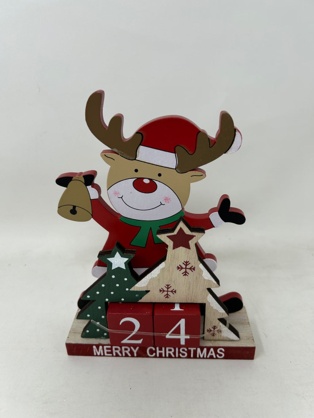 Choice of 2 Designs Santa or Rudolph 17cm Tall Wooden Advent Calendar Countdown