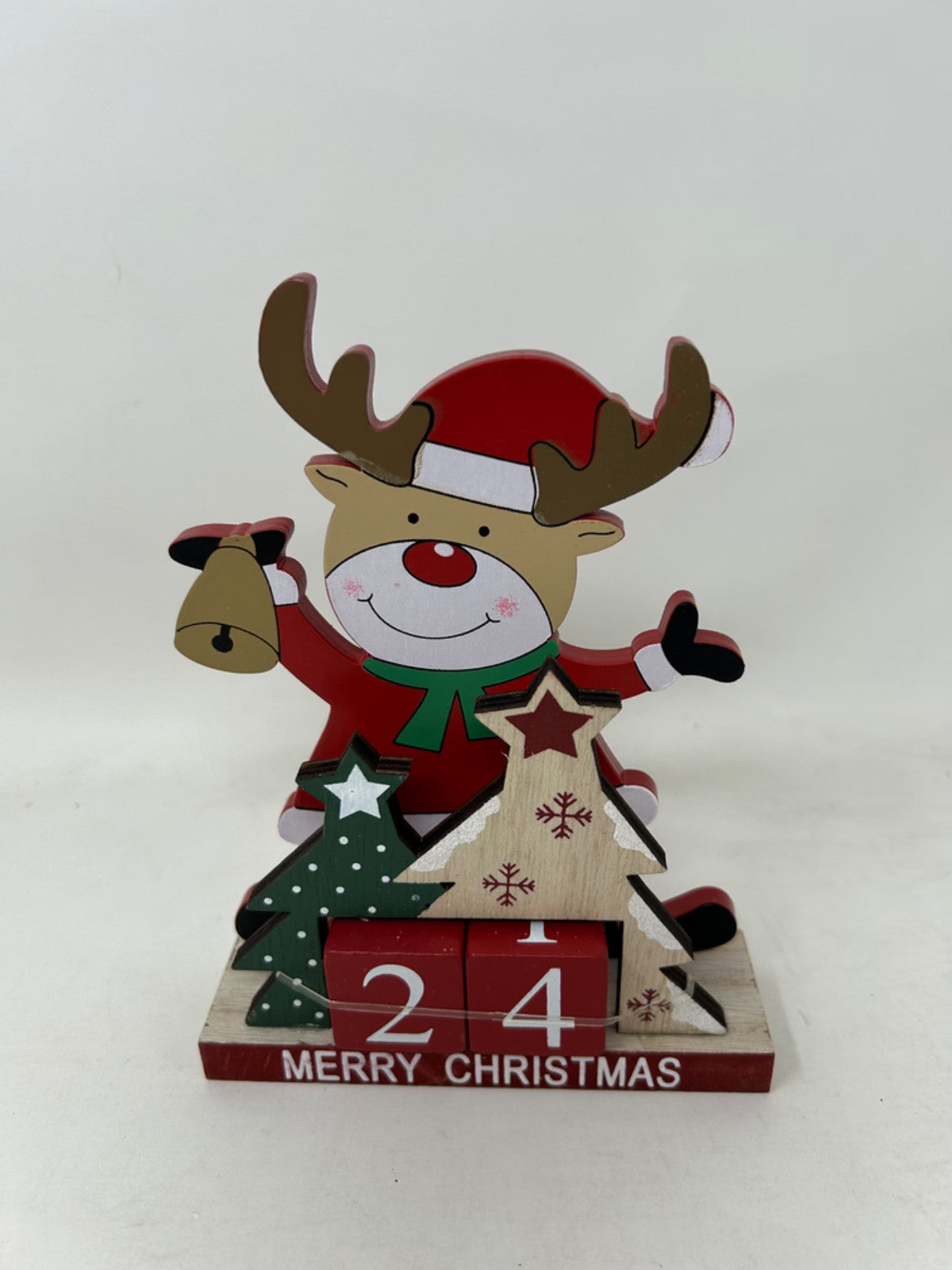 Choice of 2 Designs Santa or Rudolph 17cm Tall Wooden Advent Calendar Countdown