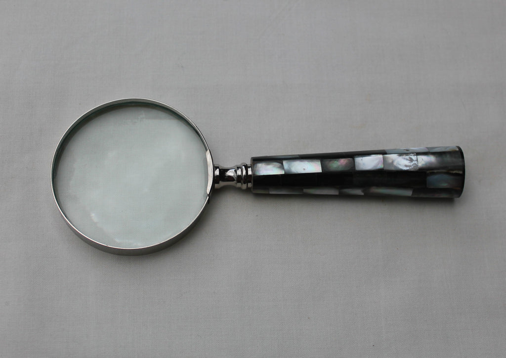 Handcrafted Handmade Mother of Pearl & Shell Magnifying Glass 3" 7.5cm Diameter