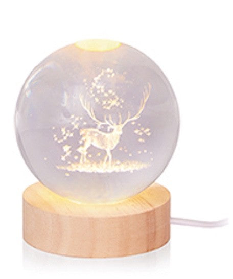 3D Etched Globe Christmas Tree or Reindeer Warm White LED 10cm High