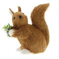 Freestanding Brown Bristle Squirrel Ornament Figurine Holding Fir Cone 25cm Tall
