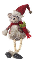 Choice 2 Designs Male or Female Furry Sitting Bears with Dangle Bead Legs & Bell