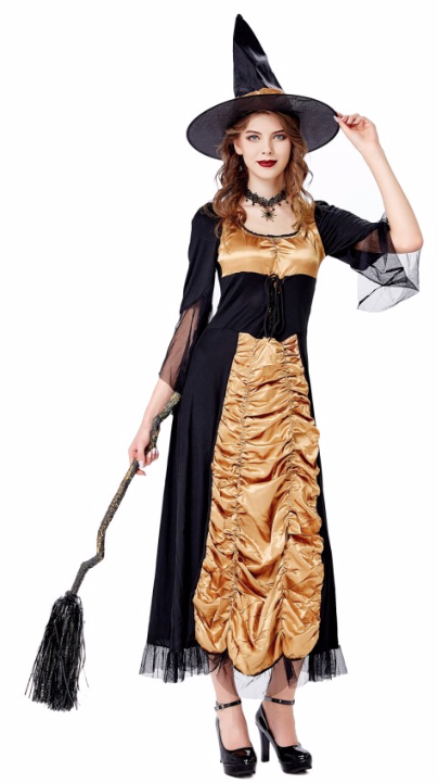 Ladies Halloween Vampire Witch Dark Queen Costume Elaborate Dress Size 10-12