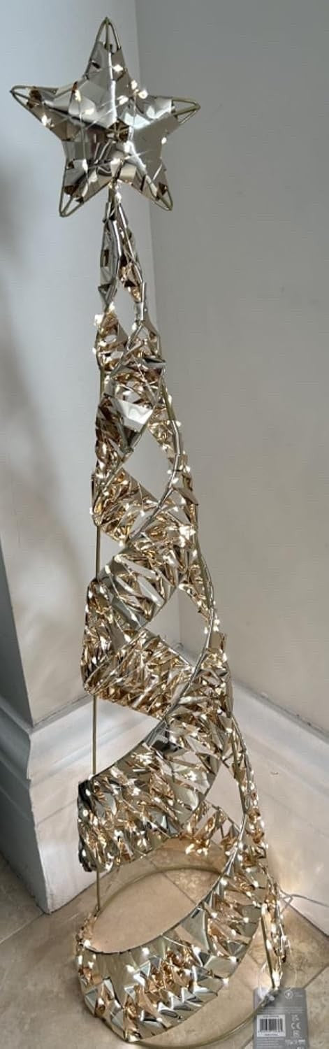 Christmas Festive Gold Twist LED Starbelisk Star Tree 80cm Tall 5m Mains Cable