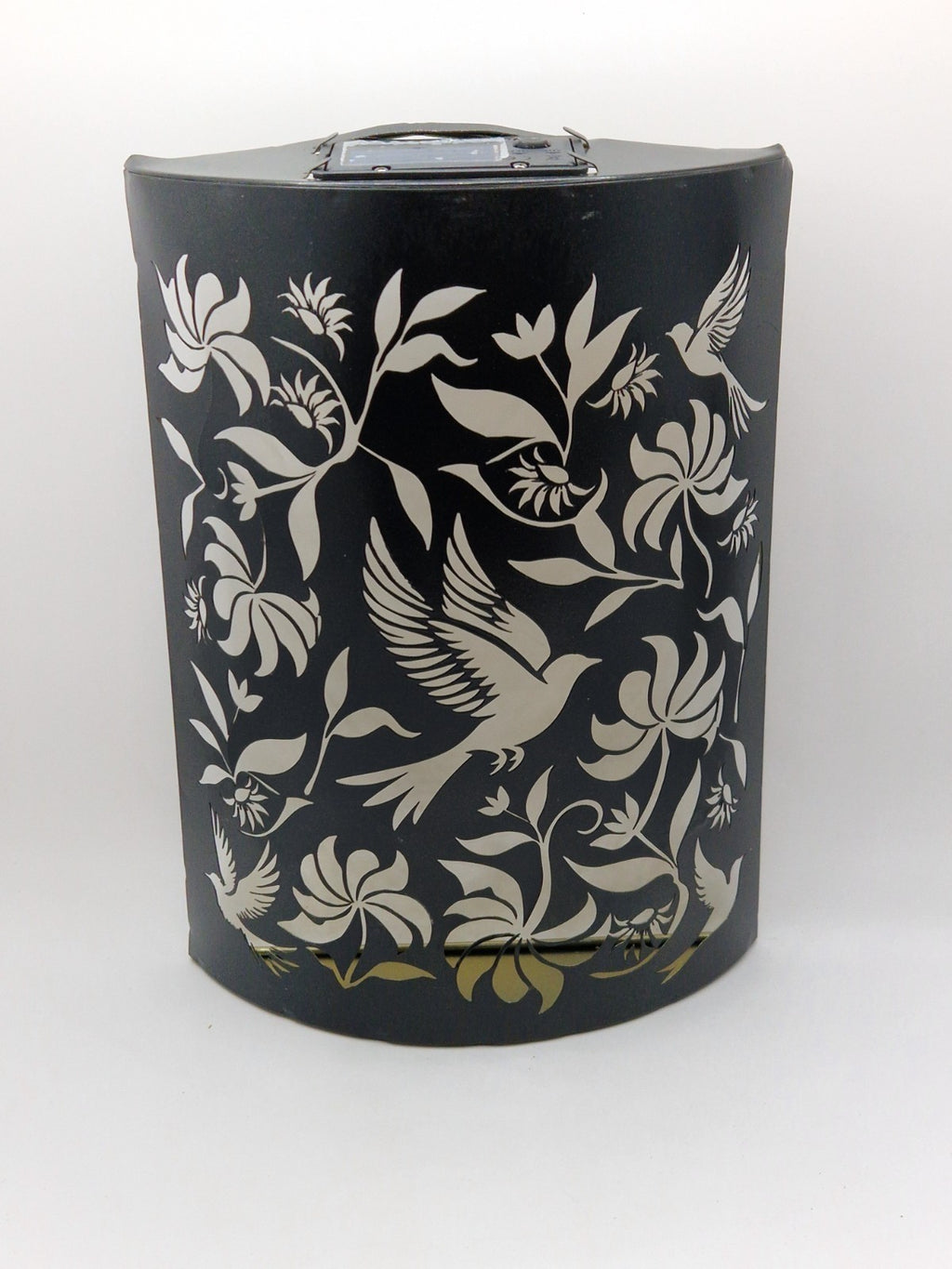 Black Metal Curved Bird Design Garden Solar Wall Panel - Outdoor Wall Light 25cm