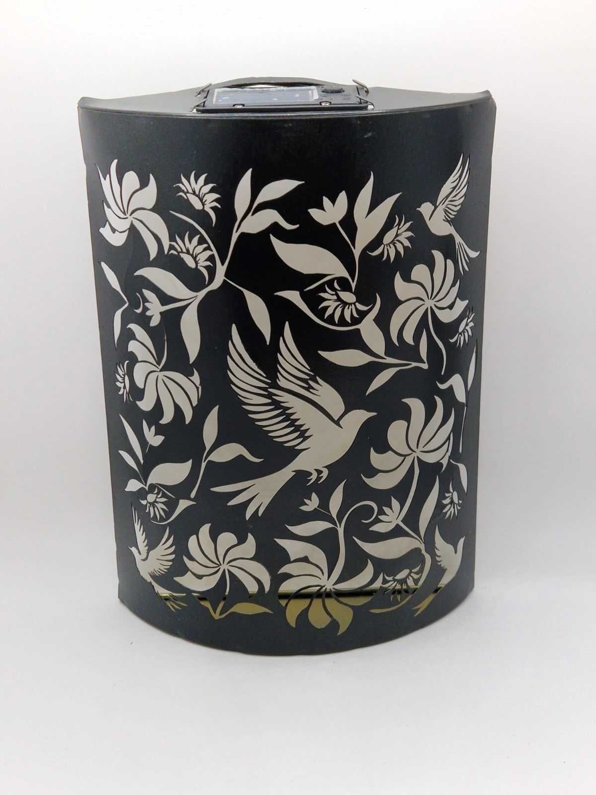 Black Metal Curved Bird Design Garden Solar Wall Panel - Outdoor Wall Light 25cm