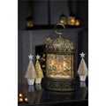 Christmas LED Rustic Gold Water Spinner Glitter Snow Globe Robin Lantern 24cm