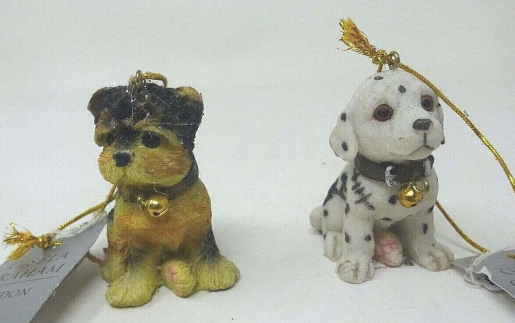 Choice of 2 Resin Dog Hanging Christmas Yorkshire Terrier or Dalmation Puppy