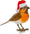 Christmas Singing Robin with Hat Decoration Beak Neck & Body Move and it Sings