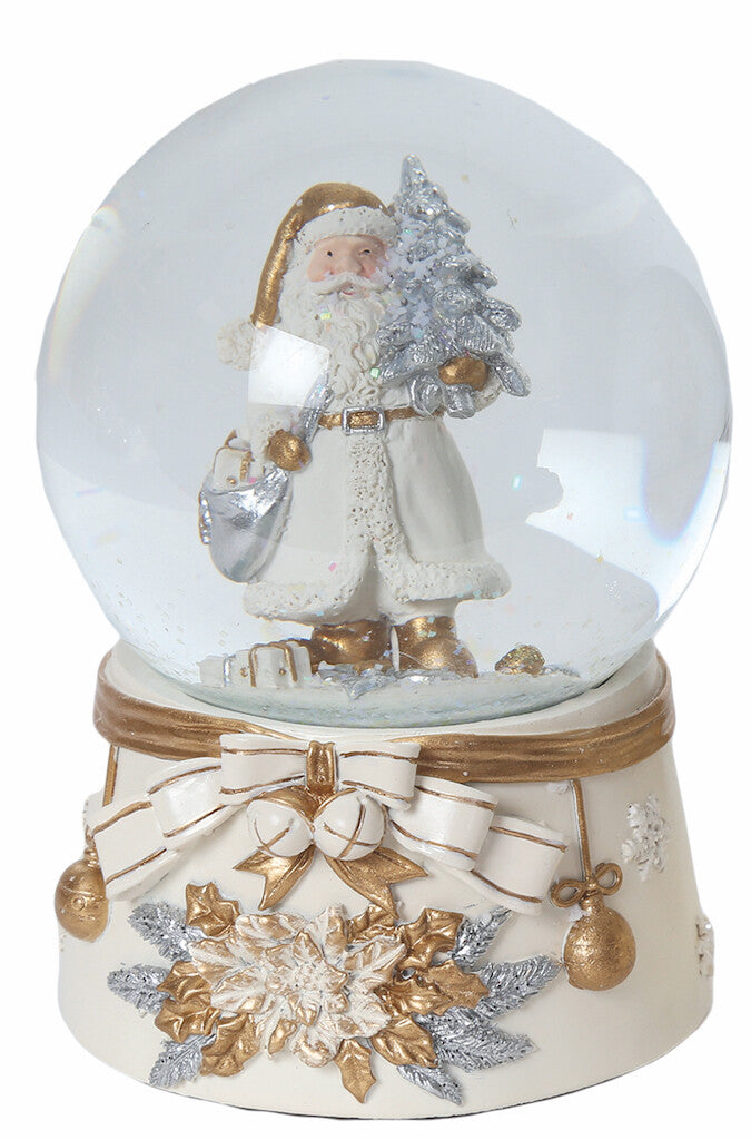 Musical Christmas Water Ball Snow Globe Santa with Tree or Reindeer 15cm High