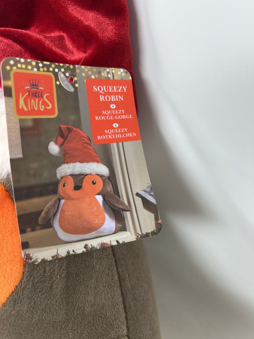 Super Soft Christmas Cuddly Plush Squeezy Robin Freestanding 48cm Tall with Hat
