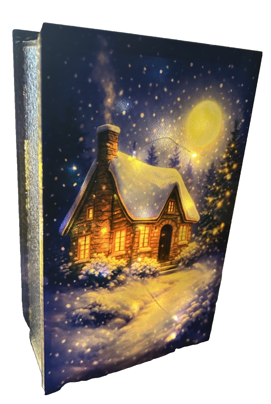 Flashing or Static LEDs Winter Cottage Christmas Decoration 21cm Double Sided