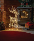 Gold Weave Wonder Deer 43cm Light-Up Wire Mesh Reindeer Beaded Detail & 60 LEDs