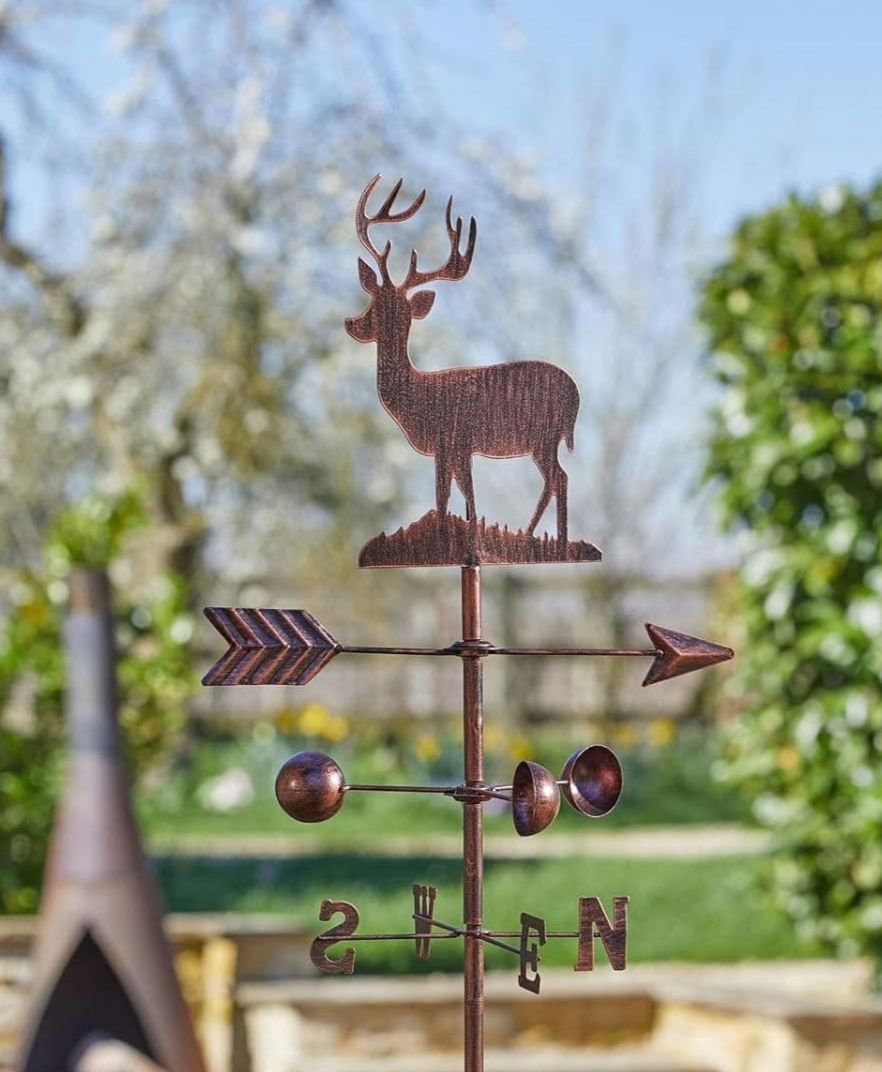 Rustic Brushed Copper Metal Stag Deer Wind Mobile Vane 170cm Tall x 38cm Wide