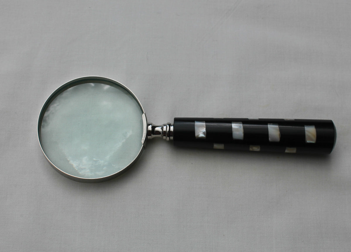 Choice of 2 Sizes Handcrafted Handmade Mother of Pearl Inlay Magnifying Glass