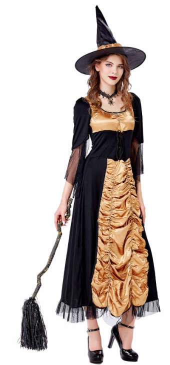 Ladies Halloween Vampire Witch Dark Queen Costume Elaborate Dress Size 10-12