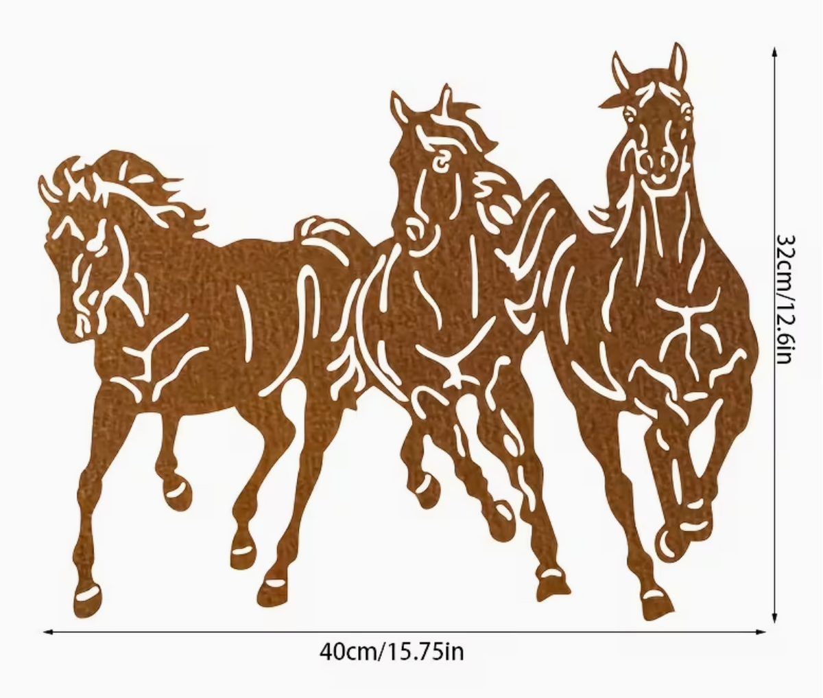 Core-Ten Rusty Metal Horses Pony Garden Ornament Wall Plaque Approx 40cm x 32cm