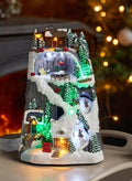 Large LED Musical Christmas Animated Winter Snow Mountain Ski Scene 30 x 20cm