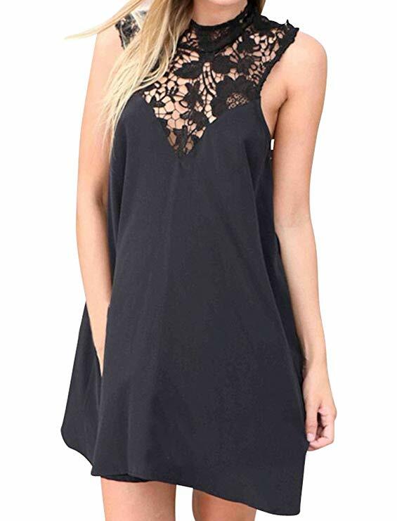 Choice Ivory/Cream or Black Chiffon Lace Summer Cover Up Short Dress Size 12-14