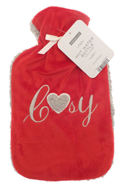Funky Snuggly Hot Water Bottle with Soft Sherpa Appliqué Cover - Cosy