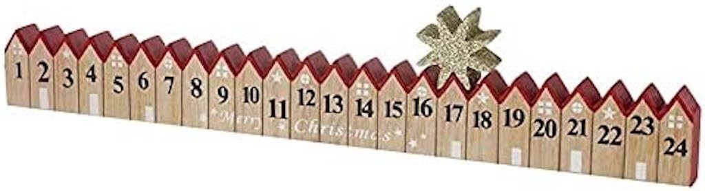 Wooden Merry Christmas Childrens Advent Countdown Calendar with Star Marker 40cm