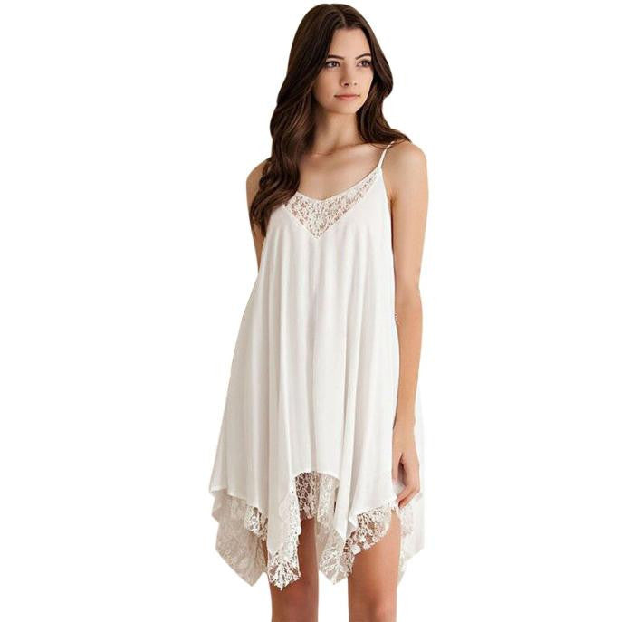 Ladies Ivory/Cream Chiffon & Lace Beach Dress Bikini Cover Up Sarong Size 10-14