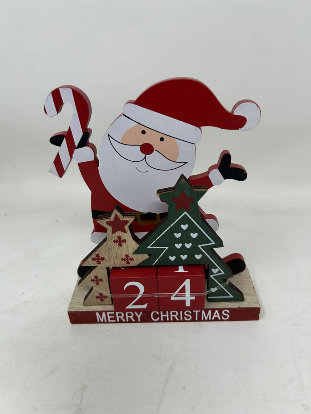Choice of 2 Designs Santa or Rudolph 17cm Tall Wooden Advent Calendar Countdown