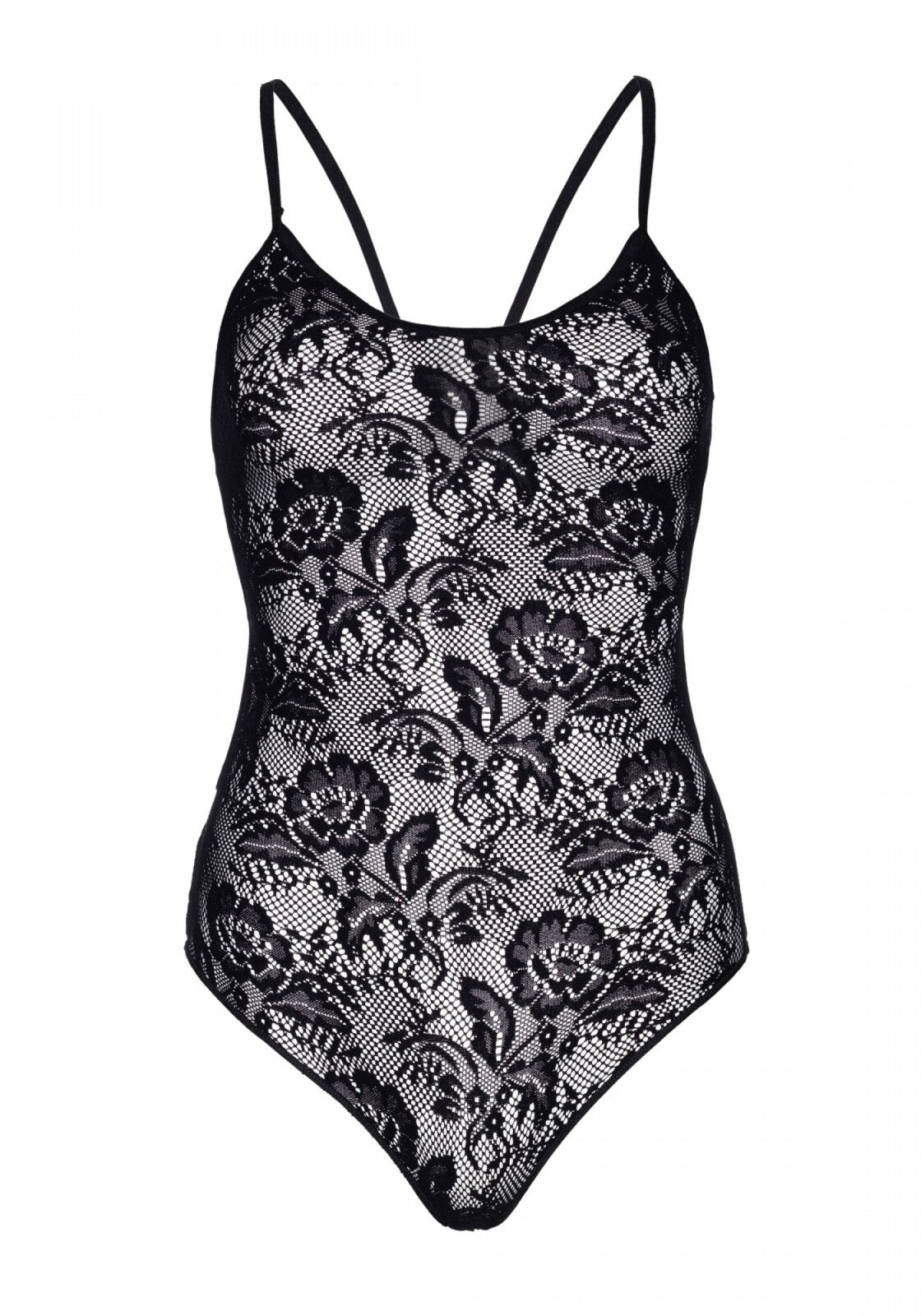 Sexy Lingerie Black Rose Floral Lace Strappy Body Bodysuit Leotard One Size