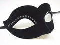 Ladies Black Velour Jewelled Venetian Masquerade Party Carnival Eye Ball Mask
